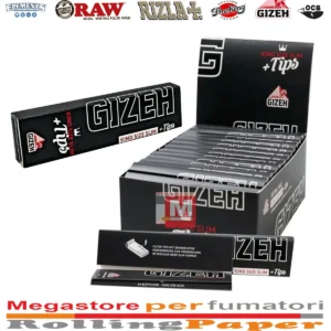 Cartine Gizeh Black King Size Slim Lunghe e Filtri in Carta + Tips Da 26 Llibretti