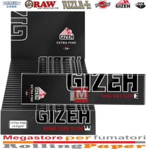 Cartine Gizeh Nero Extra Fine Black King Size Slim Magnetiche 25 Libretti