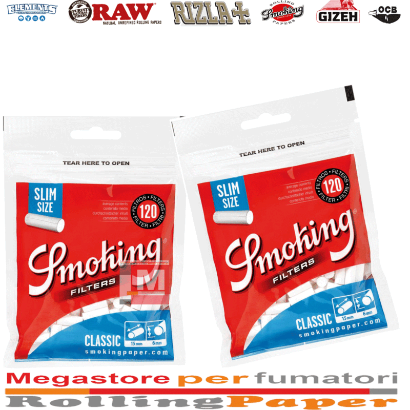 Filtri Smoking Classic Slim 6mm – 20 x 120 Filtrini
