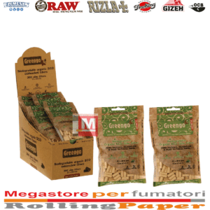 Filtri Greengo slim 6mm biodegradabili cellulosa grezza 10 sacchetti 200 filtrini